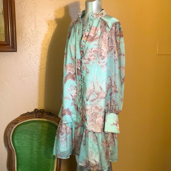 Alamia Dresses & Skirts - NWT Alamia Chiffon Mint Gree Button Down Dress.  SZ L